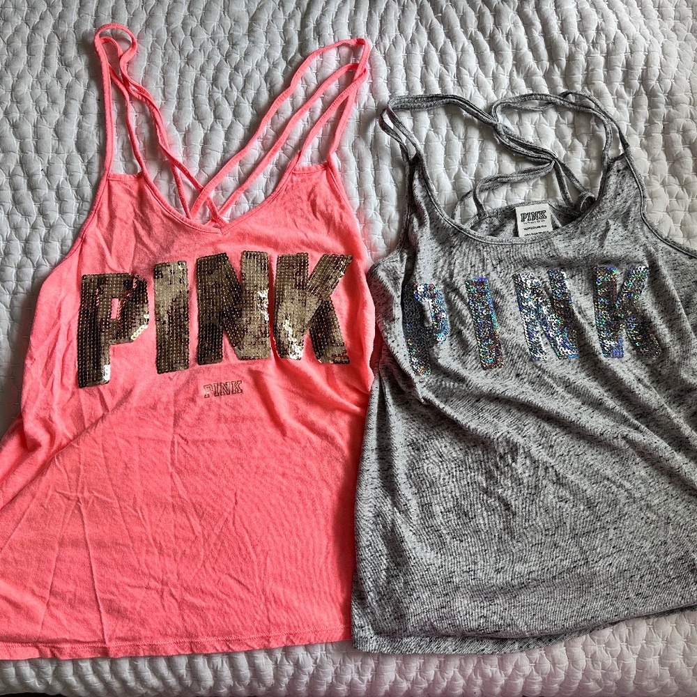 Two Xs y2k Victoria’s secret PINK tank tops!